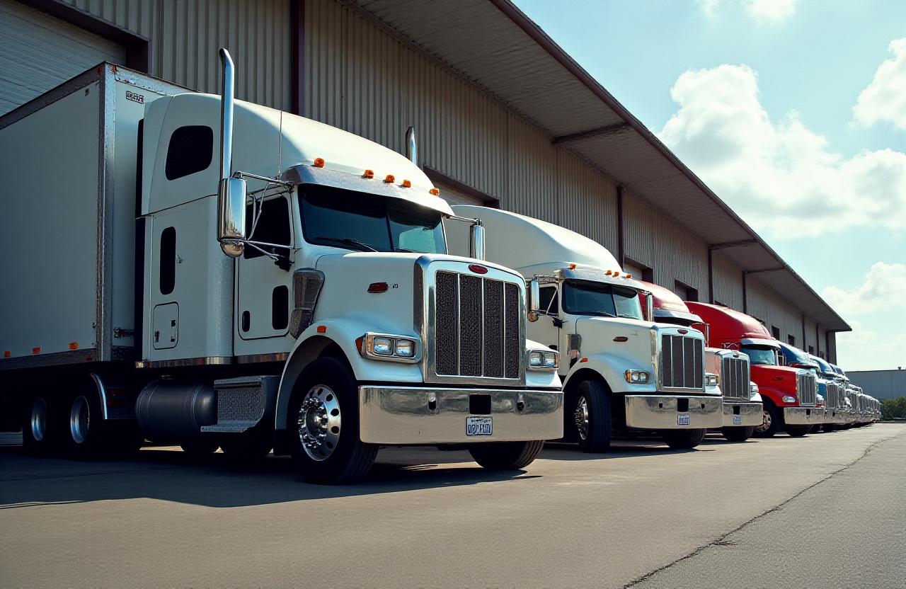 Heavy duty freight trucks at Durant Ave facility