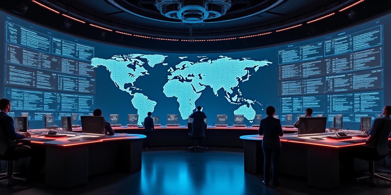 Logistics dispatch center with digital tracking screens