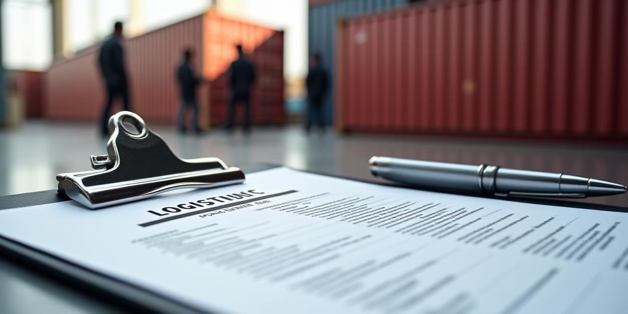 Close up of a legal logistics contract and specialized cargo documents